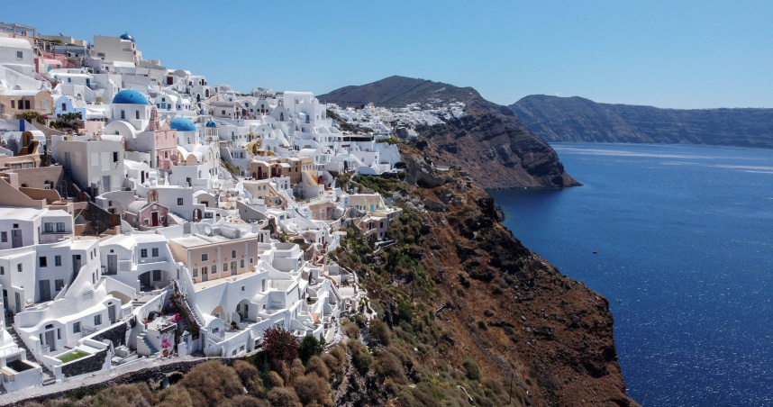 希臘聖托里尼（Santorini）島。（圖／達志／路透社）