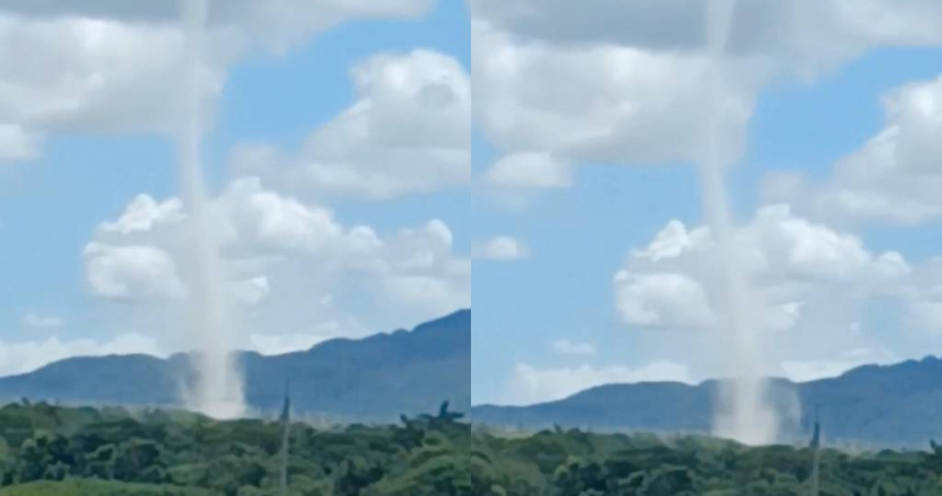 台東縱谷地區驚見龍捲風。（圖／潘姓民眾提供）