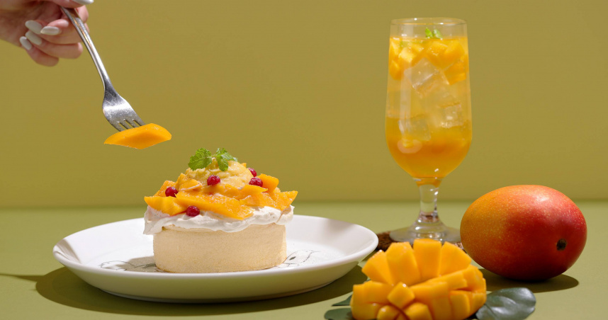 「芒果卡士達起司奶油厚鬆餅」。（280元，圖／杏桃鬆餅屋提供）