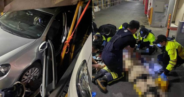 前證交所副總、現元大期貨獨董黃乃寬遭故障機械停車位夾傷，腹部重創送醫搶救仍宣告不治。（圖／翻攝畫面）