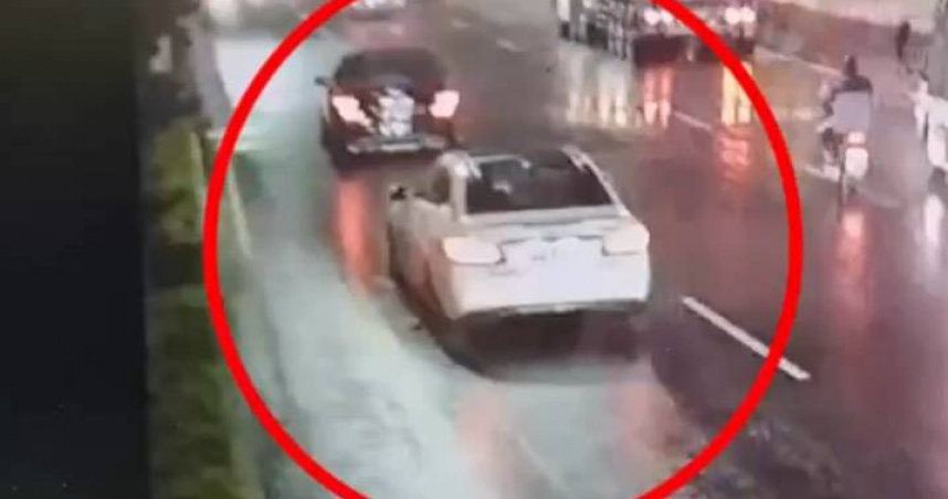 賴男及李姓死者2車4人遭尾隨，於中環路三段被攔停開槍。（圖／翻攝畫面）