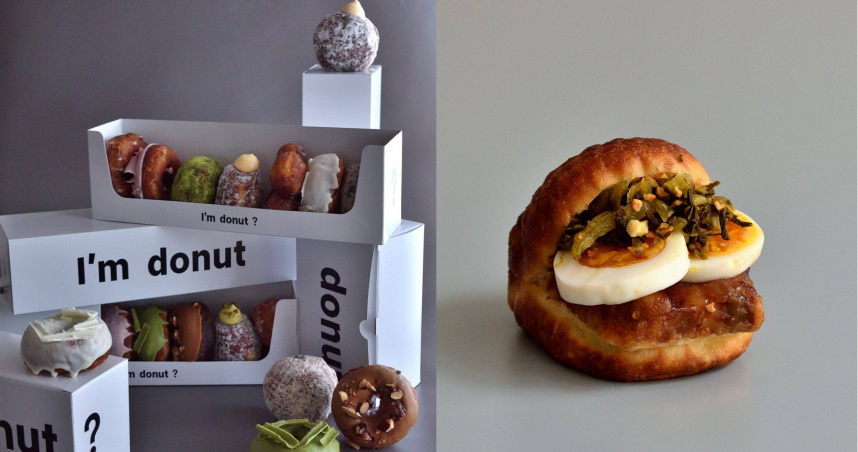 日本甜甜圈名店「I’m donut ?」登台，引爆民眾排隊搶購，圖右為台灣限定口味「超台灣」。（圖／富錦樹集團提供）