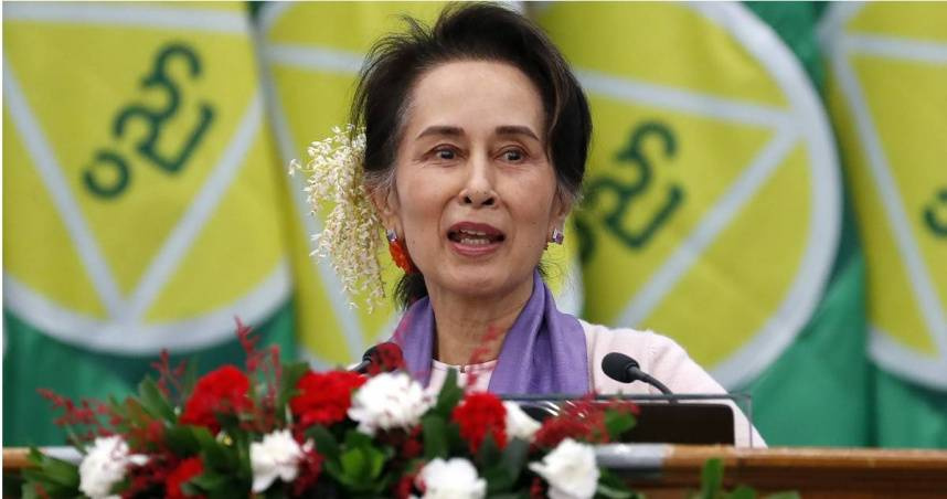 緬甸反對派領袖兼前國務資政翁山蘇姬（Aung San Suu Kyi）。（圖／達志／美聯社）