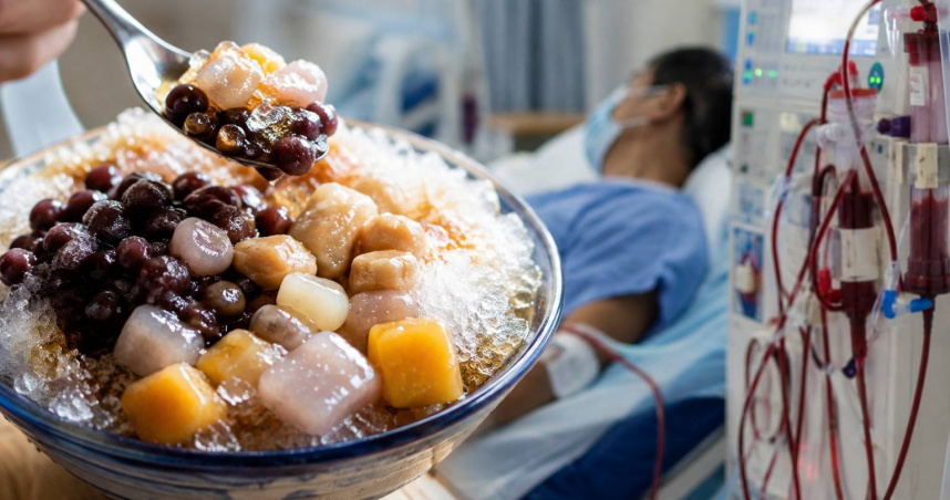 一名第四期慢性腎臟病患者吃完一碗剉冰後，因急性腸胃炎引發急性腎損傷，最後緊急洗腎才保住性命。（示意圖／AI生成）