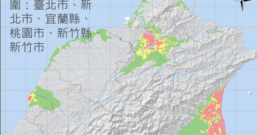 經濟部地礦中心公布新版土壤液化潛勢圖資，首波更新北部6縣市。（圖／經濟部地礦中心提供）