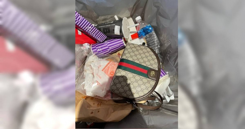 一名網友在Facebook社團「匿名公社」中發文，表示他在情人節當天，在信義區的垃圾桶內，發現一顆精品包。（圖／Facebook／匿名公社）