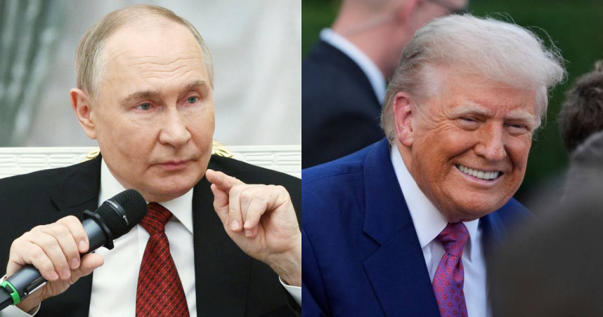 普丁（左）和川普今日通話一小時。（圖／美聯社／達志）