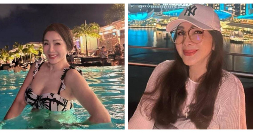 68歲陳美鳳在新加坡高空無邊際泳池大方公開比基尼泳姿影片，凍齡美貌與火辣曲線驚豔全場。（圖／翻攝自陳美鳳臉書）