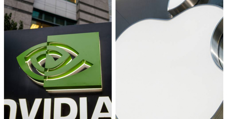 輝達（NVIDIA）21日再次擠下蘋果，以3.45兆美元市值登上全球市值龍頭寶座。(合成圖/資料照片)