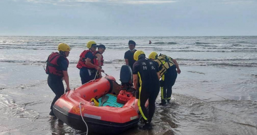沙崙海水浴場今傳出溺水意外，1男尋獲後無生命跡象送醫搶救中。（圖／翻攝畫面）