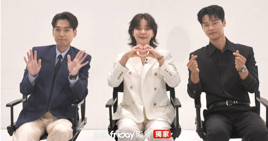 奇幻喜劇《勞務師盧武鎮》即將於本週末播畢，主演群鄭敬淏（左起）、薛仁雅、車學沇跨海受訪。（圖／friDay影音提供）
