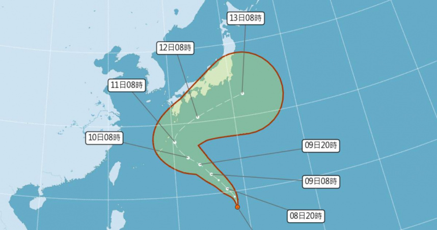 熱帶低壓TD26預測24小時內生成為「娜克莉」颱風。（圖／中央氣象署）