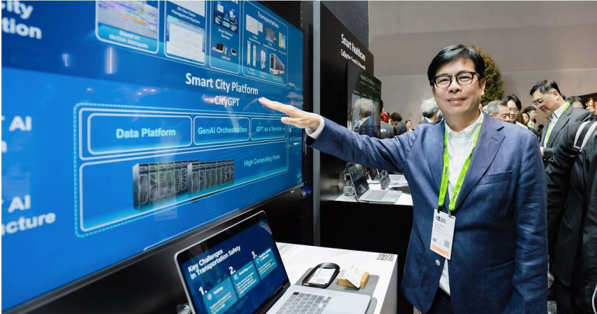 高雄市長陳其邁出席全球最大人工智慧盛會NVIDIA GTC大會，透過「智慧高雄燈塔計畫」向國際展現高雄「主權 AI」的實踐。（圖／高雄市政府提供）