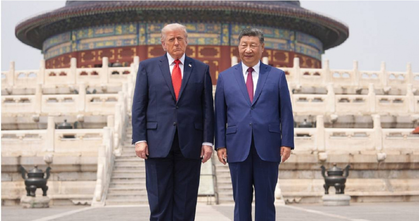 南京大學國際研究學院院長朱鋒22日示警，過去由「三個聯合公報」（Three Joint Communiqués）規範美中關係的時代，可能已經「徹底結束了」。圖為川習會。（圖／達志／美聯社）