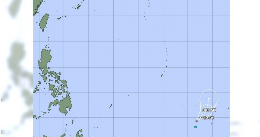 日本氣象廳今（16）日指出，太平洋有熱帶性低氣壓生成，已發布烈風警報，預估最快明（17）日增強為今年第12號颱風「紅霞」。（圖／翻攝自日本氣象廳）