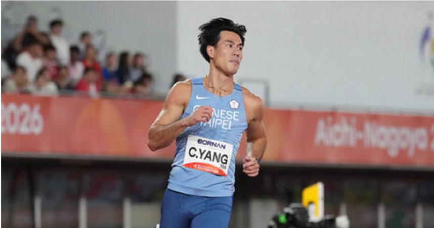 台灣男子4×100公尺接力隊由賴柏翔、陳玟溥、黃左軍及楊俊瀚聯手出擊，決賽狂飆38秒32摘銀，圖為楊俊瀚。（圖／代表團提供）