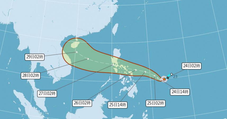 颱風博羅依路徑潛勢圖。（圖／氣象署）