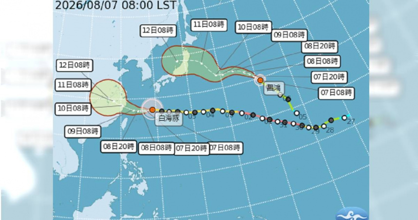 颱風預測路徑。（圖／中央氣象署）