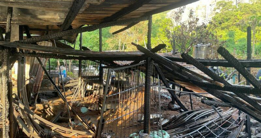 新北瑞芳工寮18日深夜起火，22日清晨疑因化學肥料遇高溫復燃。（圖／翻攝畫面）