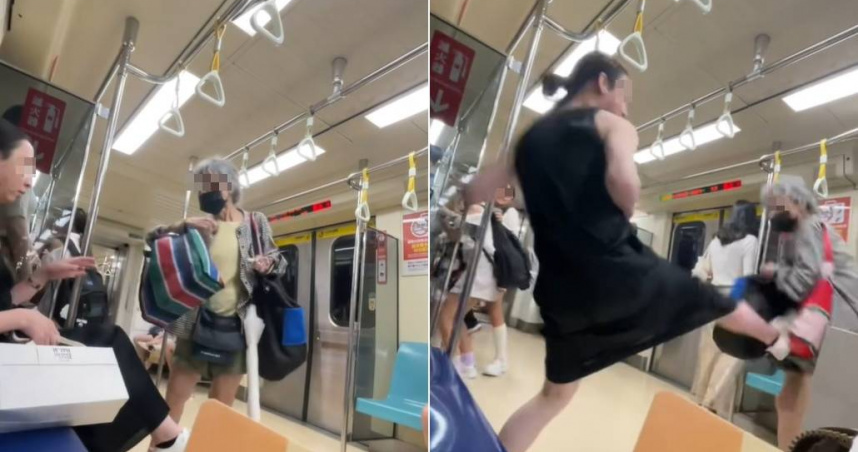 婦人搭捷運要求坐在優先席的乘客讓位，雙方爆發肢體衝突。（圖／翻攝自hueiiiii1120 Threads）