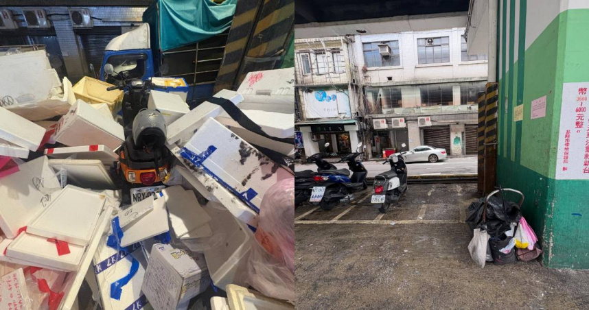 一名騎士將車停在橋下，凌晨卻被魚市場的垃圾掩埋。（圖／翻攝Threads／@echoyuan_ek）