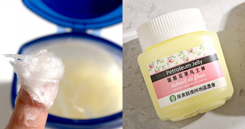 市售凡士林（左圖）多為中國製、美國製，「蓮霧花萃凡士林」（右圖）則是台灣製造。（圖／photoAC、農會趴趴灶）