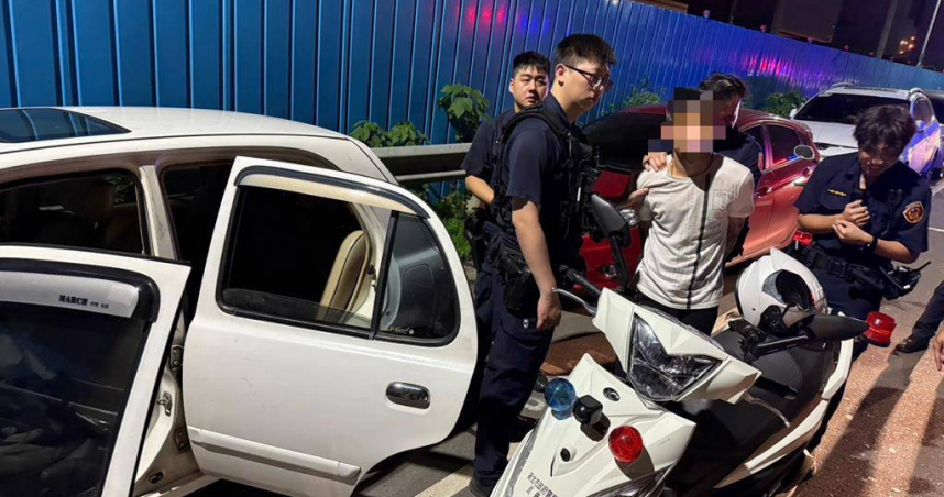 楊姓男子與廖男有債務糾紛,10日凌晨當街擄人,並在40分鐘後遭警方逮捕。(圖/翻攝畫面)