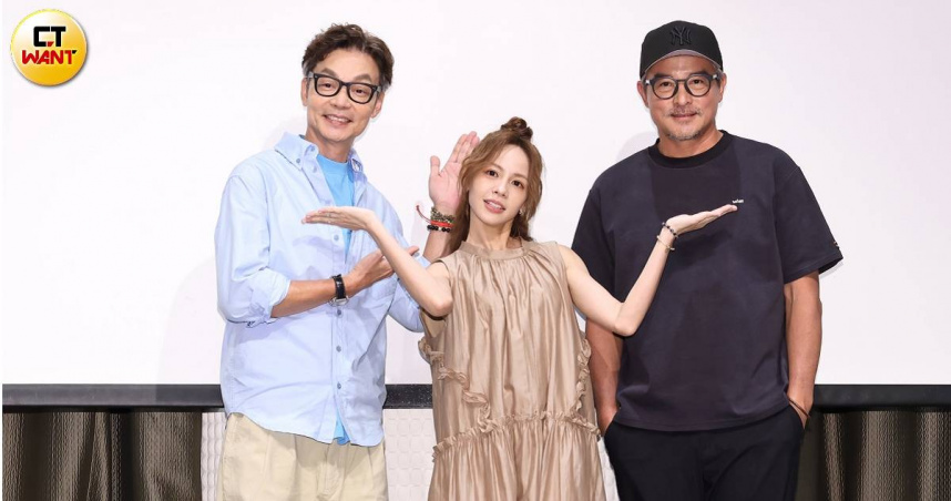 李國煌（左）、黃姵嘉、李銘順出席《NO GOOD！歐吉桑》殺青宴。（圖／楊澍攝）