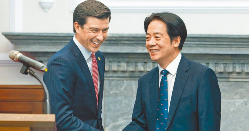 賴清德總統（右）9月30日在總統府內接見訪台的美國農業部次長盧克．林德柏格（左）。（圖／總統府提供）