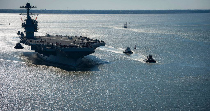 外媒報導指出，福特號排污系統頻繁維修，艦上後勤運作成為關注焦點。（示意圖／達志／美聯社，下同）