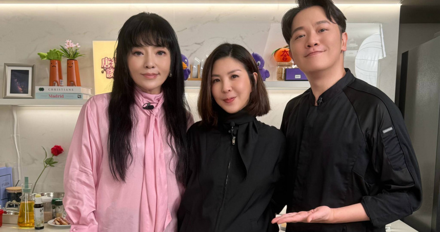許茹芸（中）上唐綺陽、索艾克節目分享近況。（圖／Yahoo唐綺陽談星私廚提供）