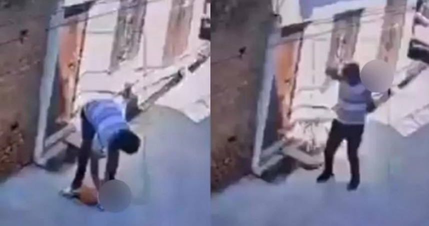 印度男子疑因求婚遭拒，竟將1歲半男童視為感情障礙狠心殺害，而監視器拍下嫌犯將男童帶進巷弄後反覆重摔地面的恐怖畫面。（圖／翻攝自India Today）