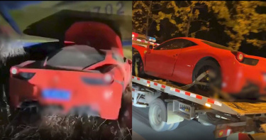 好貴的車禍!紅色法拉利「衝撞飛機」 機翼受損賠償費驚人