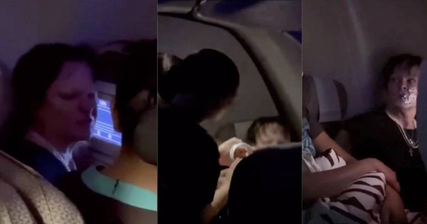 斐濟航空近日就以超強硬手段固定一位鬧機的女乘客、拿膠帶封住她的嘴。（圖／翻攝自X）
