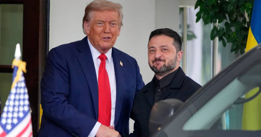 川普（左）促成俄烏領導人雙方會面。（圖／達志／美聯社）