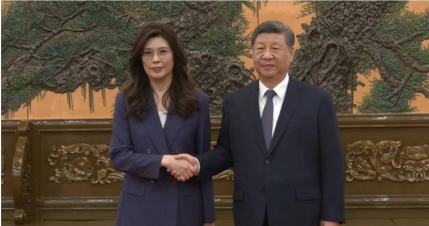 國民黨主席鄭麗文（左起）與對岸國家主席習近平稍早同框會談。（圖／報系資料照）