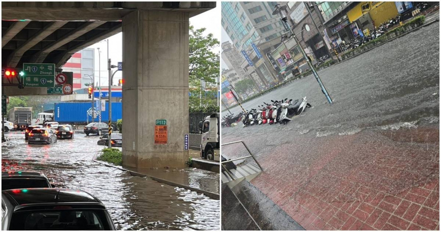 桃園下大雨多地淹水。（圖／翻攝王珮毓臉書）