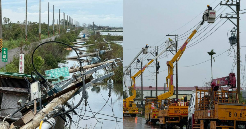 颱風「丹娜絲」吹倒全台近2500根電桿。（圖／翻攝自台電官網）
