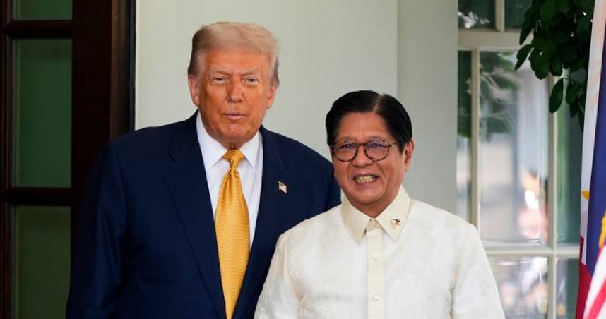 川普與小馬可仕。（圖／達志／美聯社）