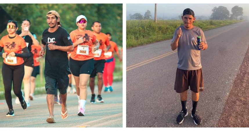 巴西帕拉州31歲男子伊薩奎·杜桑托斯·皮尼奧，酒後穿拖鞋臨時參加8公里路跑並完成賽程，影片在社群媒體爆紅。（圖／翻攝自X，@NP__Oficial）
