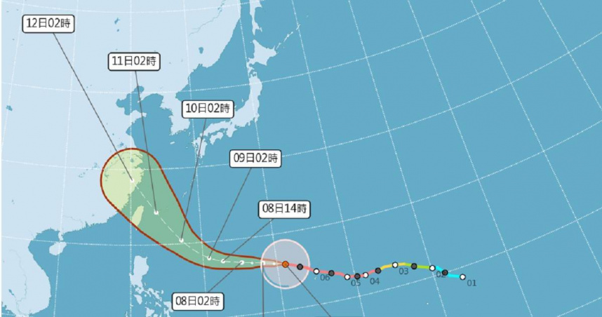 強颱巴威未來路徑預測圖。（圖／中央氣象署提供）