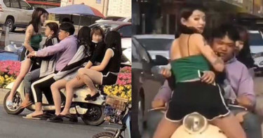 街頭直擊「1男載5女」夾心秀!老司機委屈喊:我也很無奈