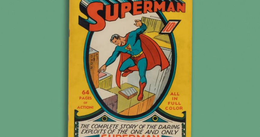 被視為美國漫畫史上最具象徵意義的《Superman #1》原版漫畫，日前以912萬美元（約新台幣2.85億元）拍出。（圖／翻攝自Heritage Auctions）