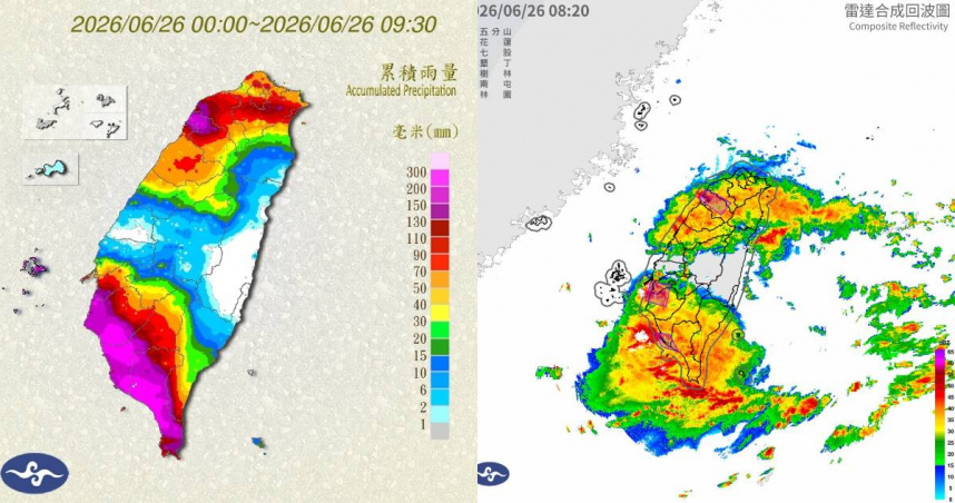 林得恩指出，今天全台天氣仍不穩定，預計明天下班天後水氣逐漸減少。（圖／中央氣象署）