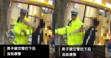 騎電動車過馬路被勸推行!男竟揮拳打交警:阻止我上班就是不行