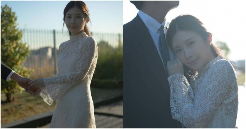 女星「雞排妹」鄭家純在2022年無預警與日籍醫師男友Akira結婚。（圖／翻攝自鄭家純臉書）