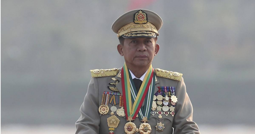 緬甸軍方領導人敏昂萊宣布解除自2021年政變以來持續的緊急狀態，對外宣示將舉行選舉。（圖／達志／美聯社，下同）