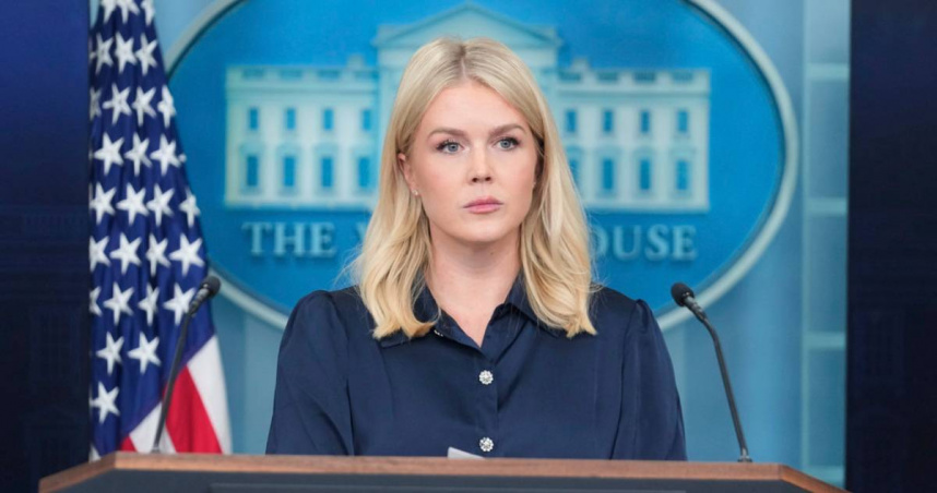 白宮發言人李威特（Karoline Leavitt）。（圖／達志／美聯社）