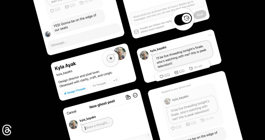 Threads新推「幽靈貼文」功能。（圖／Meta）