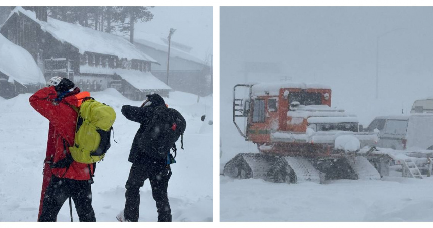 美國加州城堡峰雪崩後，搜救隊在惡劣天候中挺進。（圖／翻攝自臉書，Nevada County Sheriff's Office）